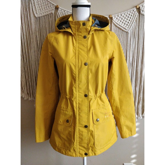 barbour yellow rain jacket